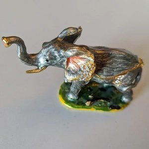 Jeweled Elephant Hinged Box Figurine